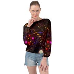 Abstract Light Star Design Laser Light Emitting Diode Banded Bottom Chiffon Top by Semog4