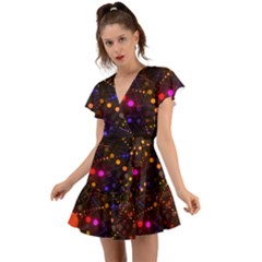 Abstract Light Star Design Laser Light Emitting Diode Flutter Sleeve Wrap Dress by Semog4