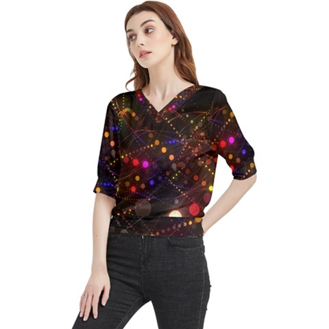 Abstract Light Star Design Laser Light Emitting Diode Quarter Sleeve Blouse by Semog4