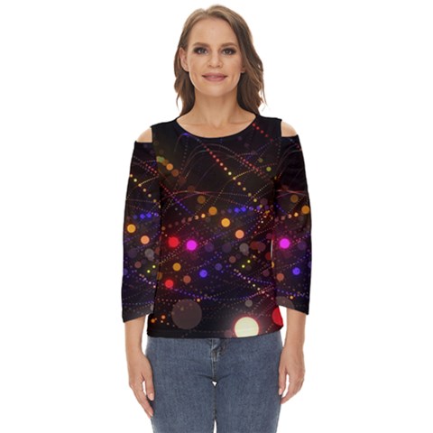 Abstract Light Star Design Laser Light Emitting Diode Cut Out Wide Sleeve Top by Semog4