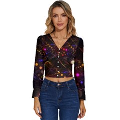 Abstract Light Star Design Laser Light Emitting Diode Long Sleeve V-neck Top by Semog4