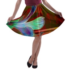 Abstract Fractal Design Digital Wallpaper Graphic Backdrop A-line Skater Skirt by Semog4