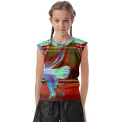 Abstract Fractal Design Digital Wallpaper Graphic Backdrop Kids  Raglan Cap Sleeve Tee by Semog4