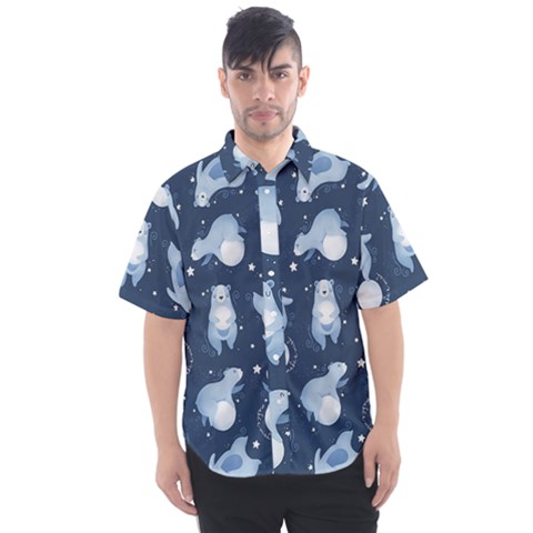 Bear Pattern Patterns Planet Animals Men s Short Sleeve Shirt by Semog4