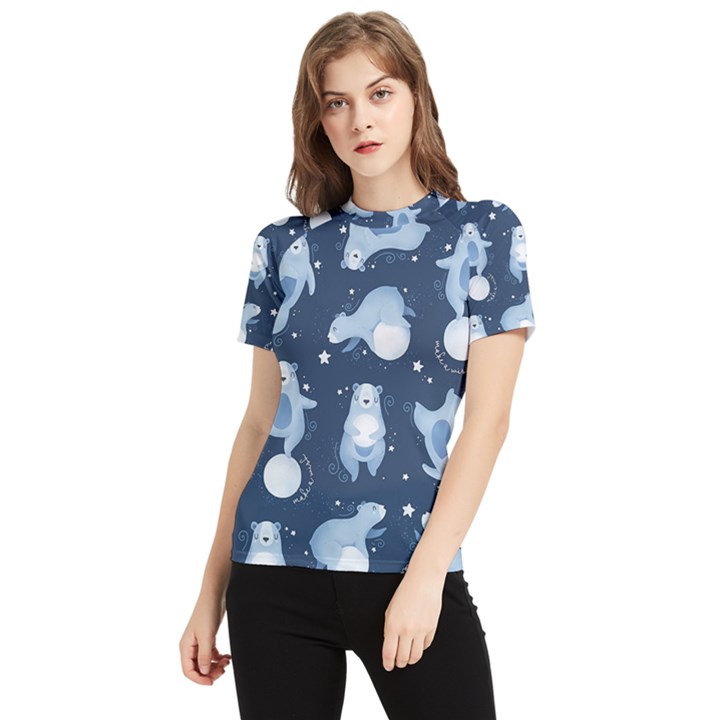 Bear Pattern Patterns Planet Animals Women s Short Sleeve Rash Guard