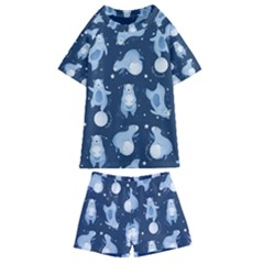 Bear Pattern Patterns Planet Animals Kids  Swim Tee And Shorts Set by Semog4