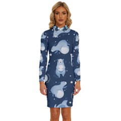 Bear Pattern Patterns Planet Animals Long Sleeve Shirt Collar Bodycon Dress by Semog4