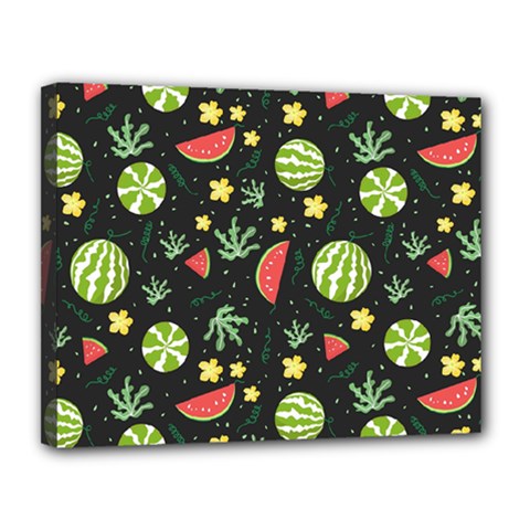 Watermelon Berries Patterns Pattern Canvas 14  X 11  (stretched) by Semog4