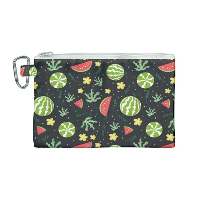 Watermelon Berries Patterns Pattern Canvas Cosmetic Bag (Medium)