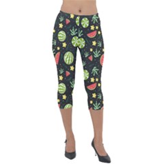 Watermelon Berries Patterns Pattern Lightweight Velour Capri Leggings  by Semog4