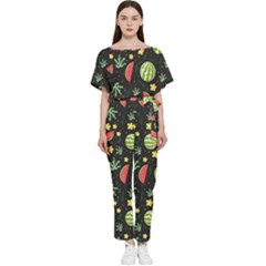 Watermelon Berries Patterns Pattern Batwing Lightweight Chiffon Jumpsuit by Semog4