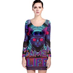 Gamer Life Long Sleeve Velvet Bodycon Dress