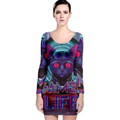 Gamer Life Long Sleeve Bodycon Dress by minxprints