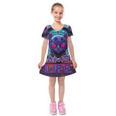 Gamer Life Kids  Short Sleeve Velvet Dress by minxprints