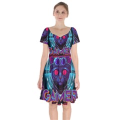 Gamer Life Short Sleeve Bardot Dress by minxprints