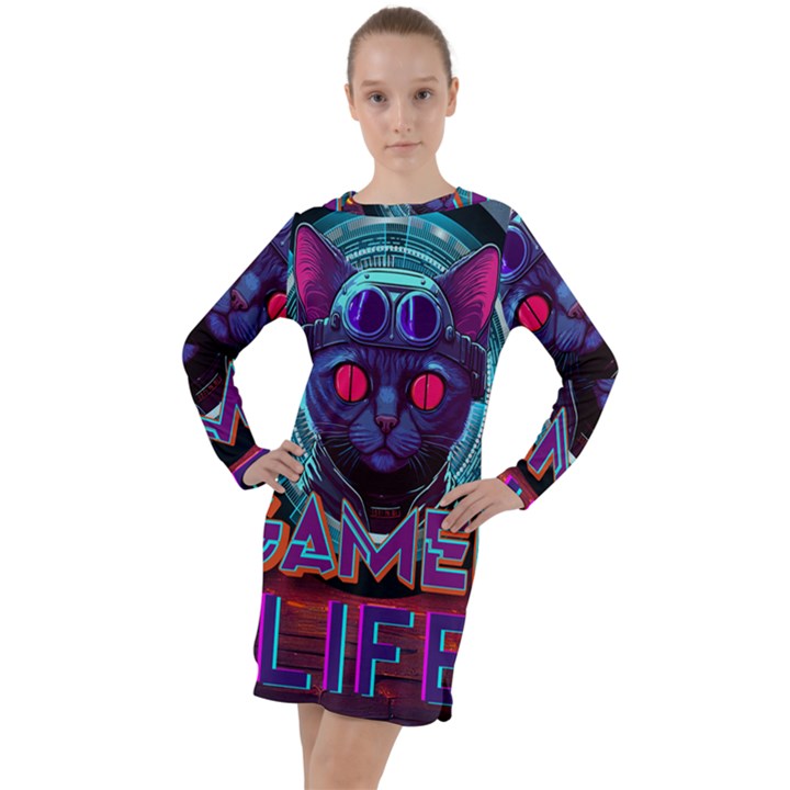 Gamer Life Long Sleeve Hoodie Dress