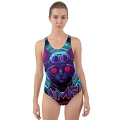 Gamer Life Cut-out Back One Piece Swimsuit by minxprints