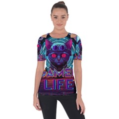 Gamer Life Shoulder Cut Out Short Sleeve Top by minxprints