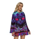 Gamer Life Round Neck Long Sleeve Bohemian Style Chiffon Mini Dress View3