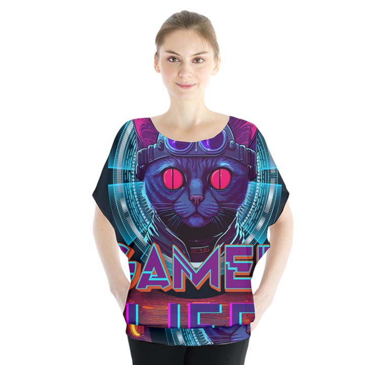 Gamer Life Batwing Chiffon Blouse