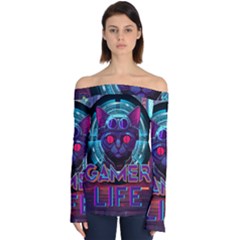 Gamer Life Off Shoulder Long Sleeve Top by minxprints