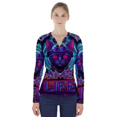 Gamer Life V-neck Long Sleeve Top by minxprints