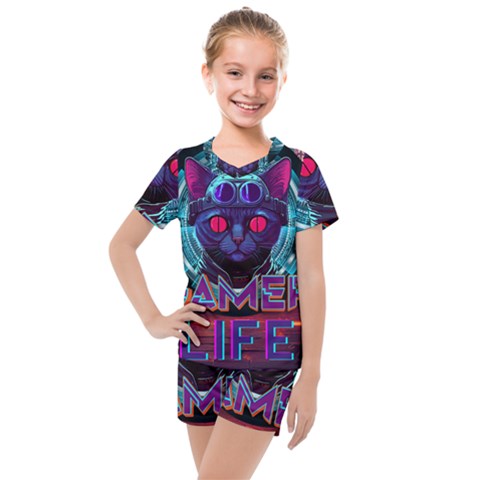 Gamer Life Kids  Mesh Tee And Shorts Set by minxprints