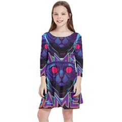 Gamer Life Kids  Quarter Sleeve Skater Dress by minxprints