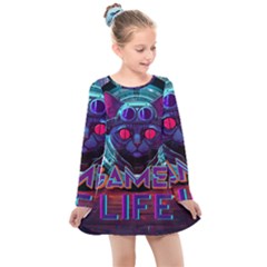 Gamer Life Kids  Long Sleeve Dress by minxprints