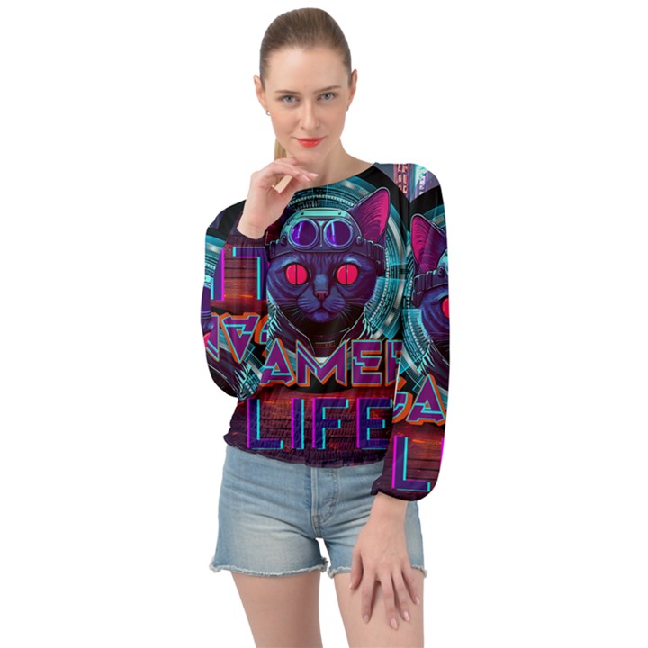 Gamer Life Banded Bottom Chiffon Top