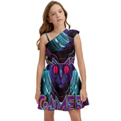 Gamer Life Kids  One Shoulder Party Dress by minxprints