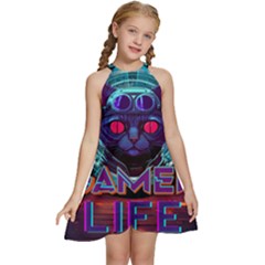 Gamer Life Kids  Halter Collar Waist Tie Chiffon Dress