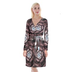 Flower Fractal Art Cool Petal Abstract Long Sleeve Velvet Front Wrap Dress by Semog4