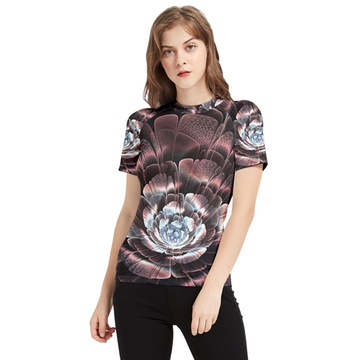 Flower Fractal Art Cool Petal Abstract Women s Short Sleeve Rash Guard