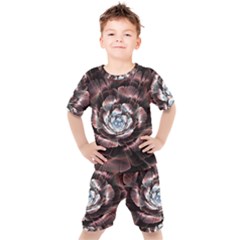 Flower Fractal Art Cool Petal Abstract Kids  Tee And Shorts Set by Semog4