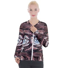 Flower Fractal Art Cool Petal Abstract Casual Zip Up Jacket by Semog4