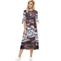 Flower Fractal Art Cool Petal Abstract Bow Sleeve Chiffon Midi Dress View1