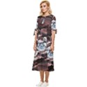 Flower Fractal Art Cool Petal Abstract Bow Sleeve Chiffon Midi Dress View2