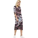 Flower Fractal Art Cool Petal Abstract Bow Sleeve Chiffon Midi Dress View3