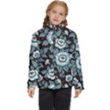 Vintage Floral Pattern Blue Damask Pattern Blue Vintage Kids  Puffer Bubble Jacket Coat View1