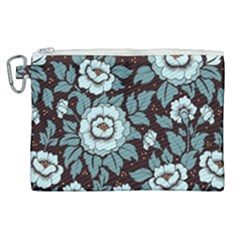 Vintage Floral Pattern Blue Damask Pattern Blue Vintage Canvas Cosmetic Bag (xl) by Semog4