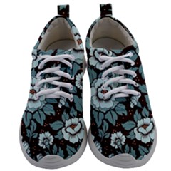 Vintage Floral Pattern Blue Damask Pattern Blue Vintage Mens Athletic Shoes by Semog4