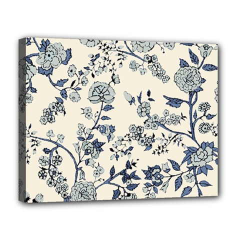 Vintage Background Blue Roses Rose Pattern Retro Canvas 14  X 11  (stretched) by Semog4