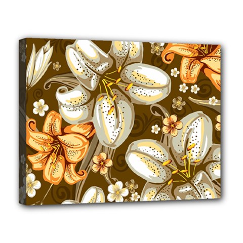 Flowers Pattern Floral Patterns Decorative Art Canvas 14  X 11  (stretched) by Semog4