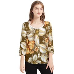 Flowers Pattern Floral Patterns Decorative Art Chiffon Quarter Sleeve Blouse by Semog4