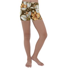 Flowers Pattern Floral Patterns Decorative Art Kids  Lightweight Velour Yoga Shorts by Semog4