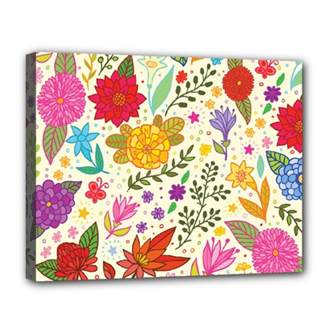 Colorful Flowers Pattern Abstract Patterns Floral Patterns Canvas 14  X 11  (stretched) by Semog4