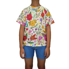 Colorful Flowers Pattern Abstract Patterns Floral Patterns Kids  Short Sleeve Swimwear by Semog4