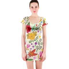 Colorful Flowers Pattern Abstract Patterns Floral Patterns Short Sleeve Bodycon Dress by Semog4