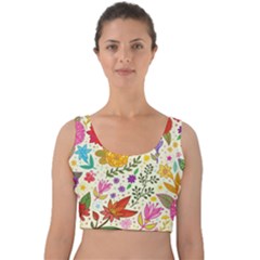 Colorful Flowers Pattern Abstract Patterns Floral Patterns Velvet Crop Top by Semog4